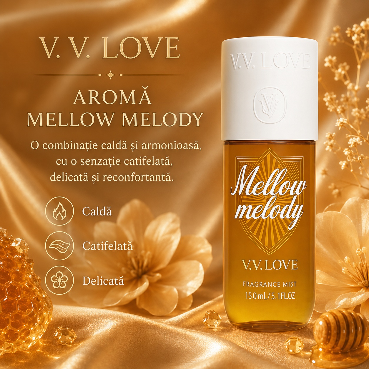 V.V. Love Mellow Melody aromă caldă și catifelată spray corp damă