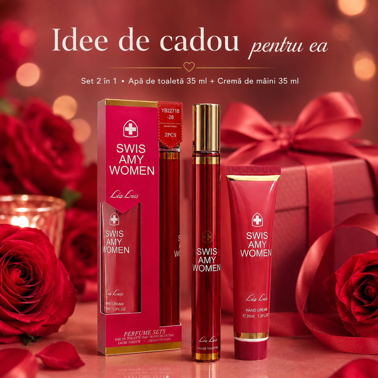 Set Swis Amy Women 2x35 ml idee de cadou pentru ea, parfum 35 ml și cremă de m&acirc;ini 35 ml