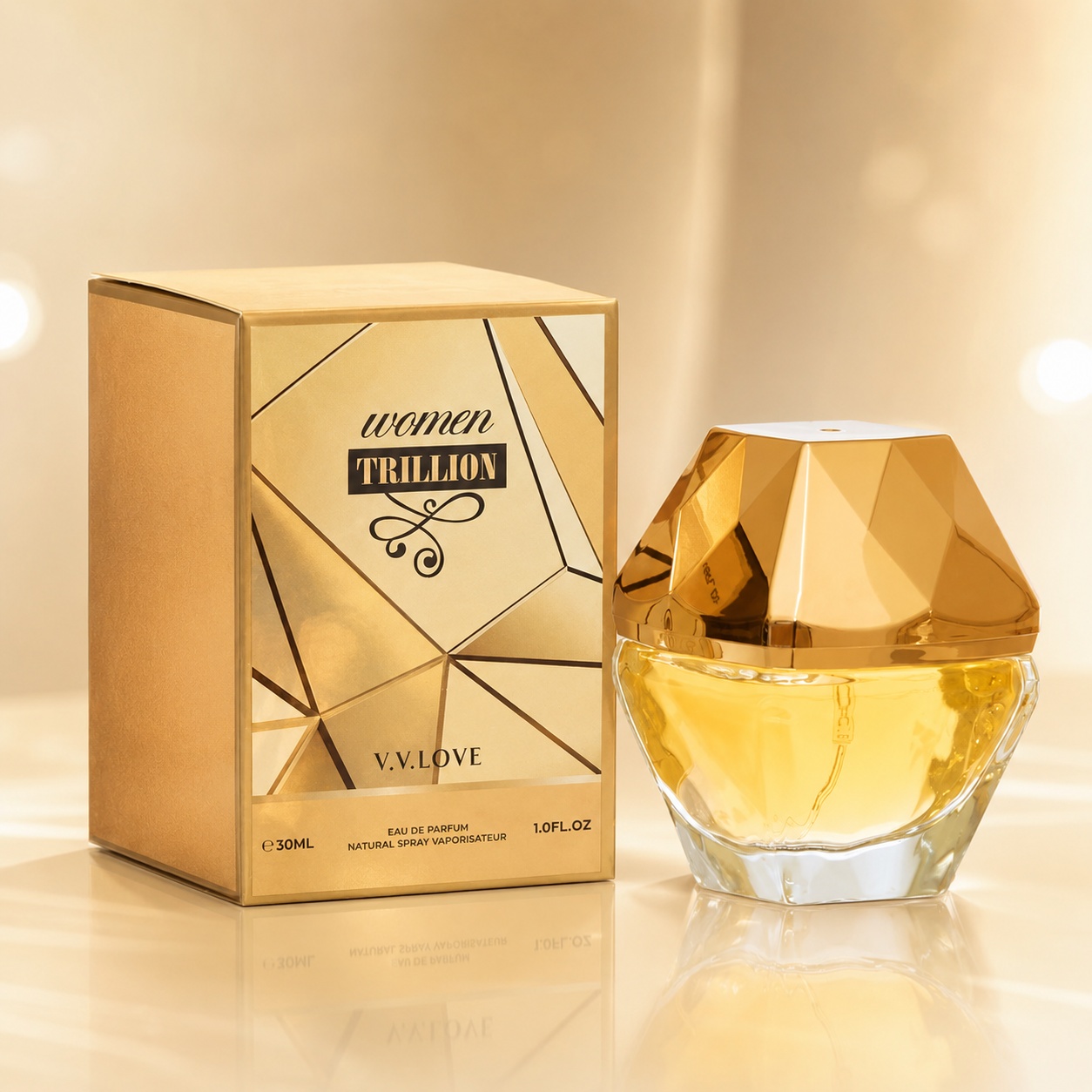 V.V. Love Women Trillion Gold parfum damă 30 ml cu ambalaj auriu