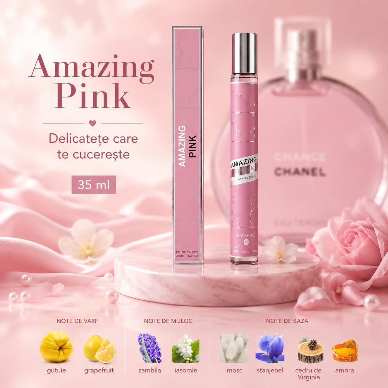 Amazing Pink delicatețe care te cucerește parfum damă 35 ml inspirat din Chance Eau Tendre