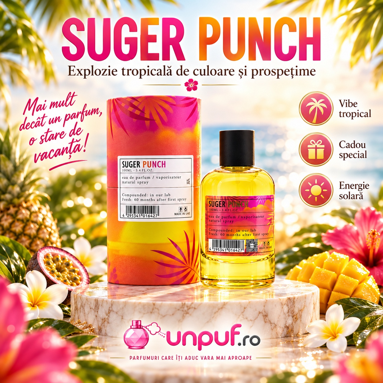 Prezentare Aro-Fac Suger Punch parfum de damă cu vibe tropical și energie solară