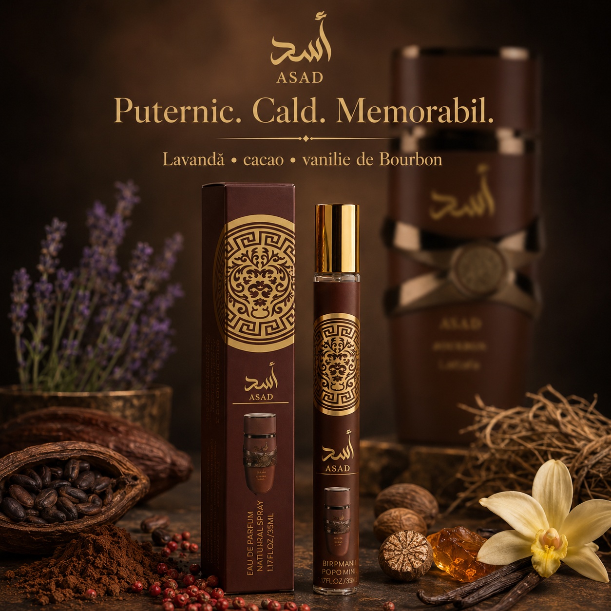 Asad 35 ml parfum puternic cald memorabil cu lavandă cacao și vanilie de Bourbon