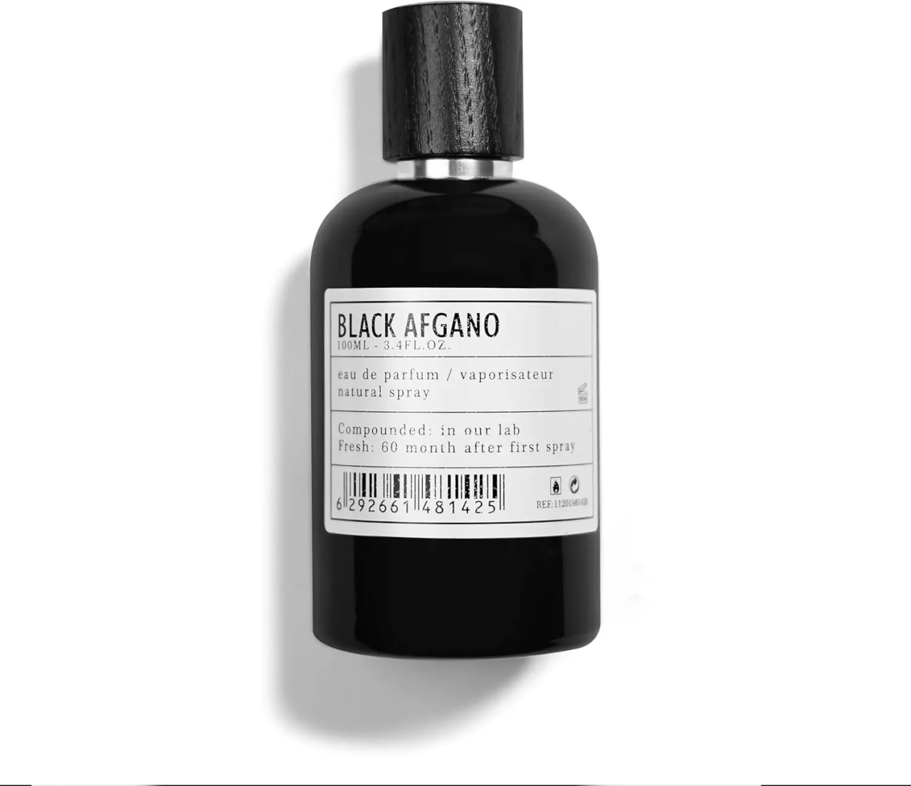 Flacon Black Afgano Aro-Fac Eau de Parfum 100 ml pe fundal alb
