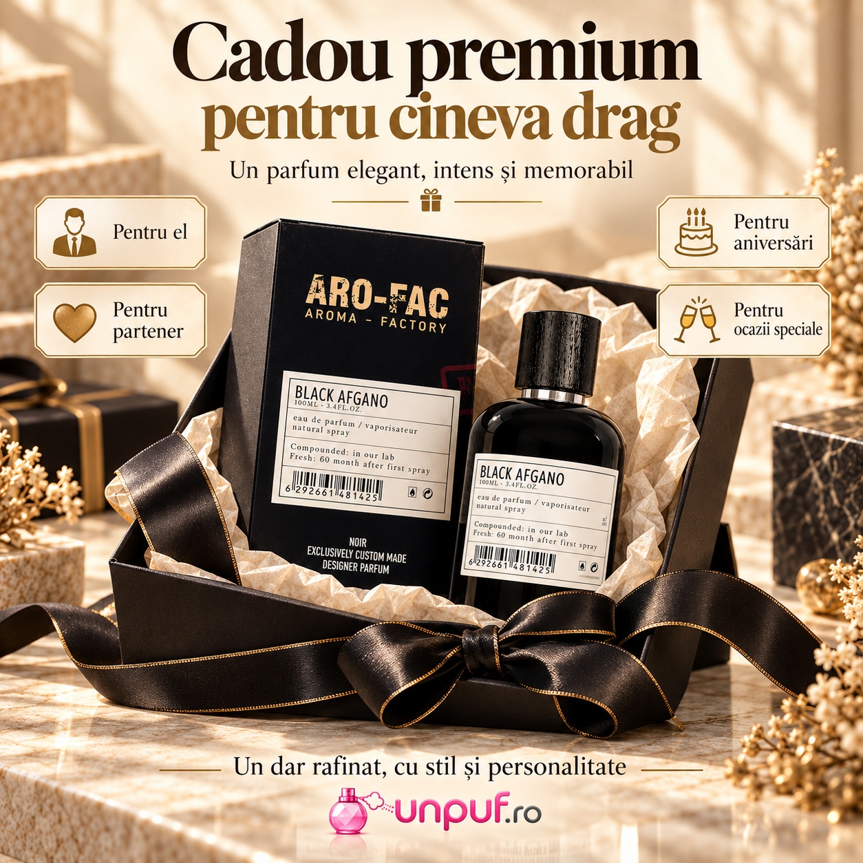 Black Afgano Aro-Fac parfum unisex cadou premium pentru cineva drag și colecție personală