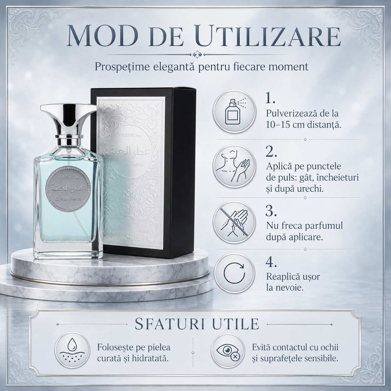 Mod de utilizare Elysian Fields V.V Love Eau de Parfum
