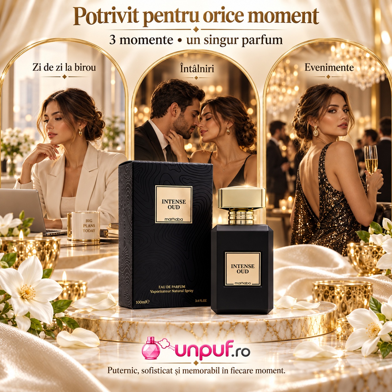Intense Oud Marhaba parfum unisex potrivit pentru zi de zi întâlniri și evenimente elegante