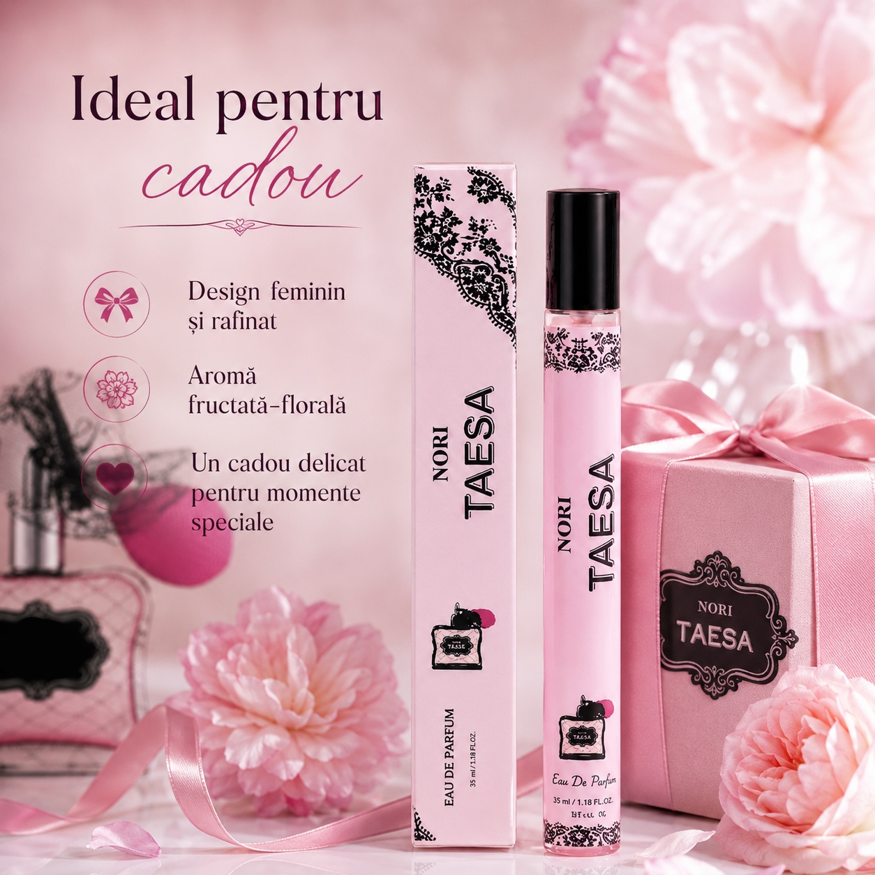 Nori Taesa 35 ml ideal pentru cadou design feminin aromă fructată florală și prezentare elegantă