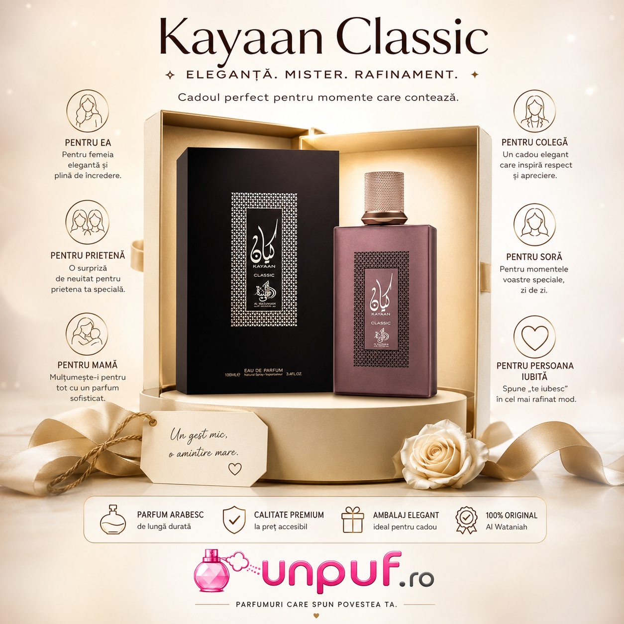 Kayaan Classic cadou premium pentru ea, colegă, prietenă, mamă, soră sau persoana iubită