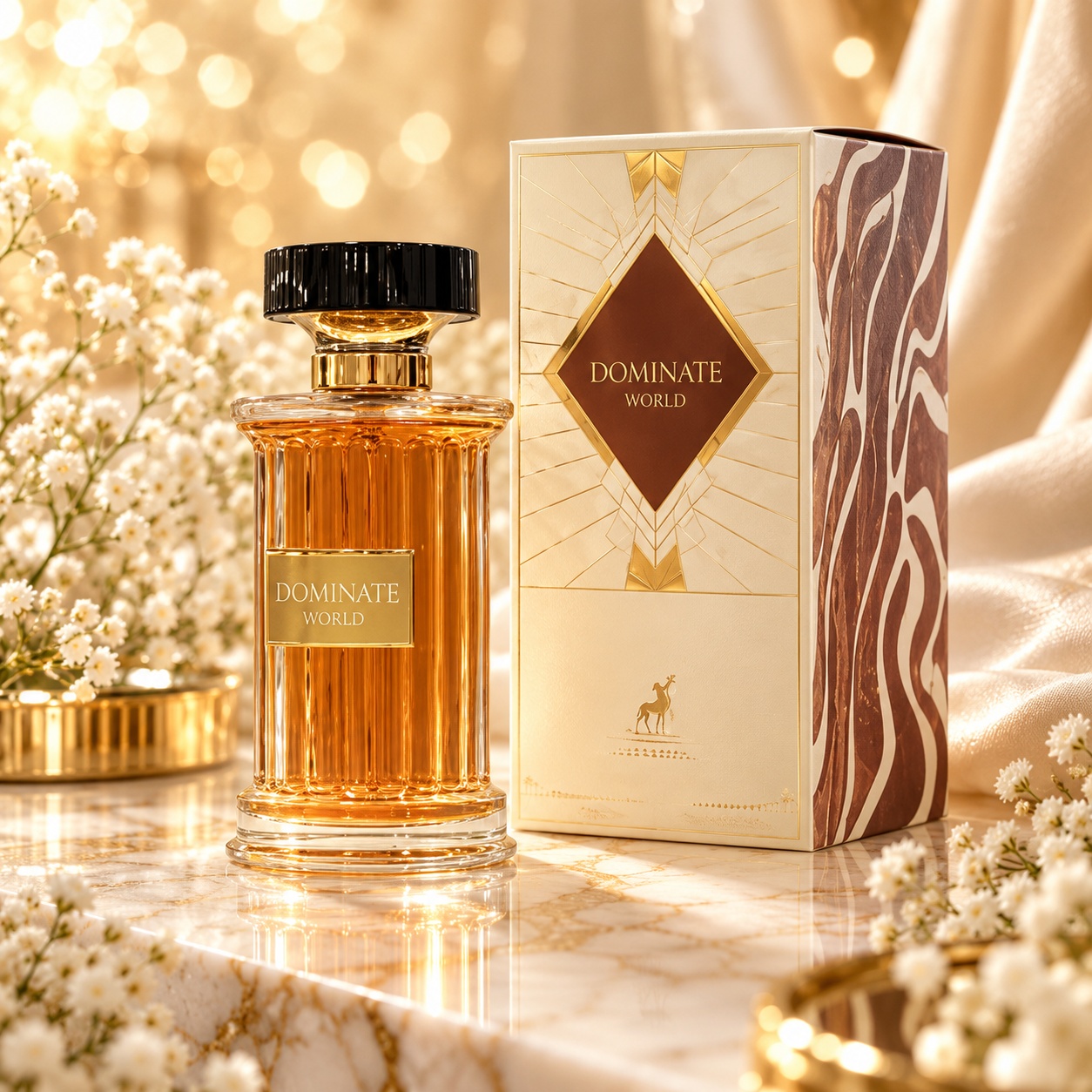 Parfum Alhambra Dominate Absolu 100 ml unisex cu sticlă ambrată și cutie crem premium