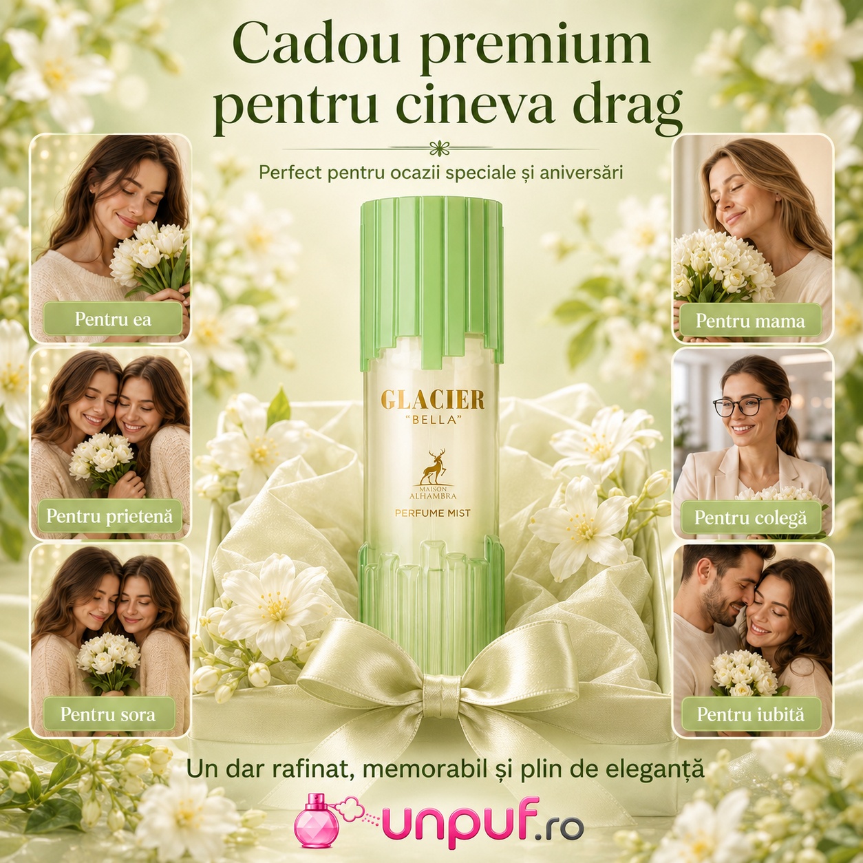 Alhambra Glacier Bella Body Mist cadou premium pentru ea, prietenă, mamă, soră, colegă sau iubită