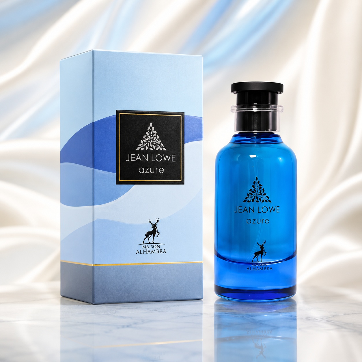 Parfum Arăbesc Alhambra Jean Lowe Azure Maison Alhambra 100 ml cu sticlă albastră și cutie premium
