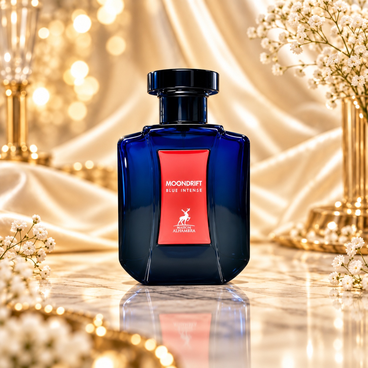 Flacon Alhambra Moondrift Blue Intense 100ml, parfum arabesc masculin aromatic lemnos