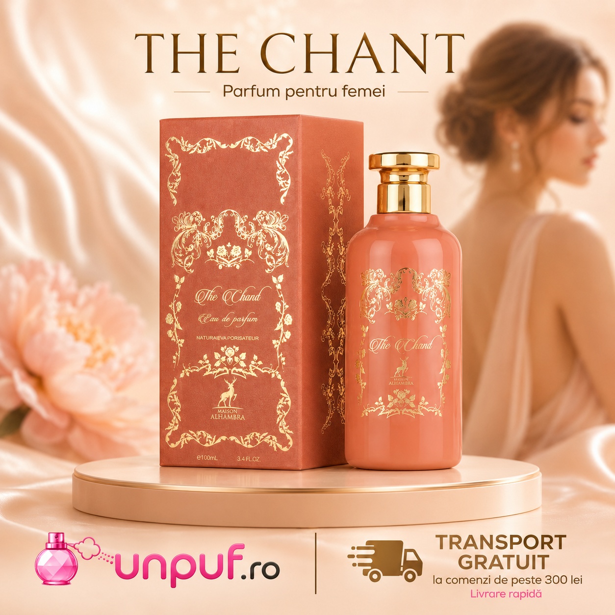Alhambra The Chant Maison Alhambra design rose-teracotă cu detalii aurii și prezentare premium pentru femei