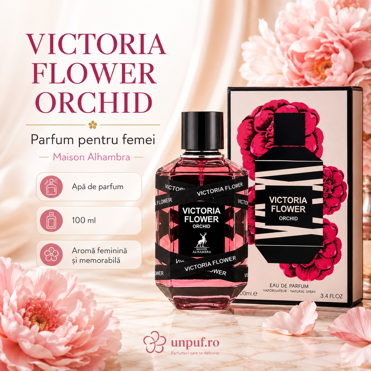 Parfum Arăbesc Alhambra Victoria Flower Orchid 100 ml, parfum pentru femei, Maison Alhambra