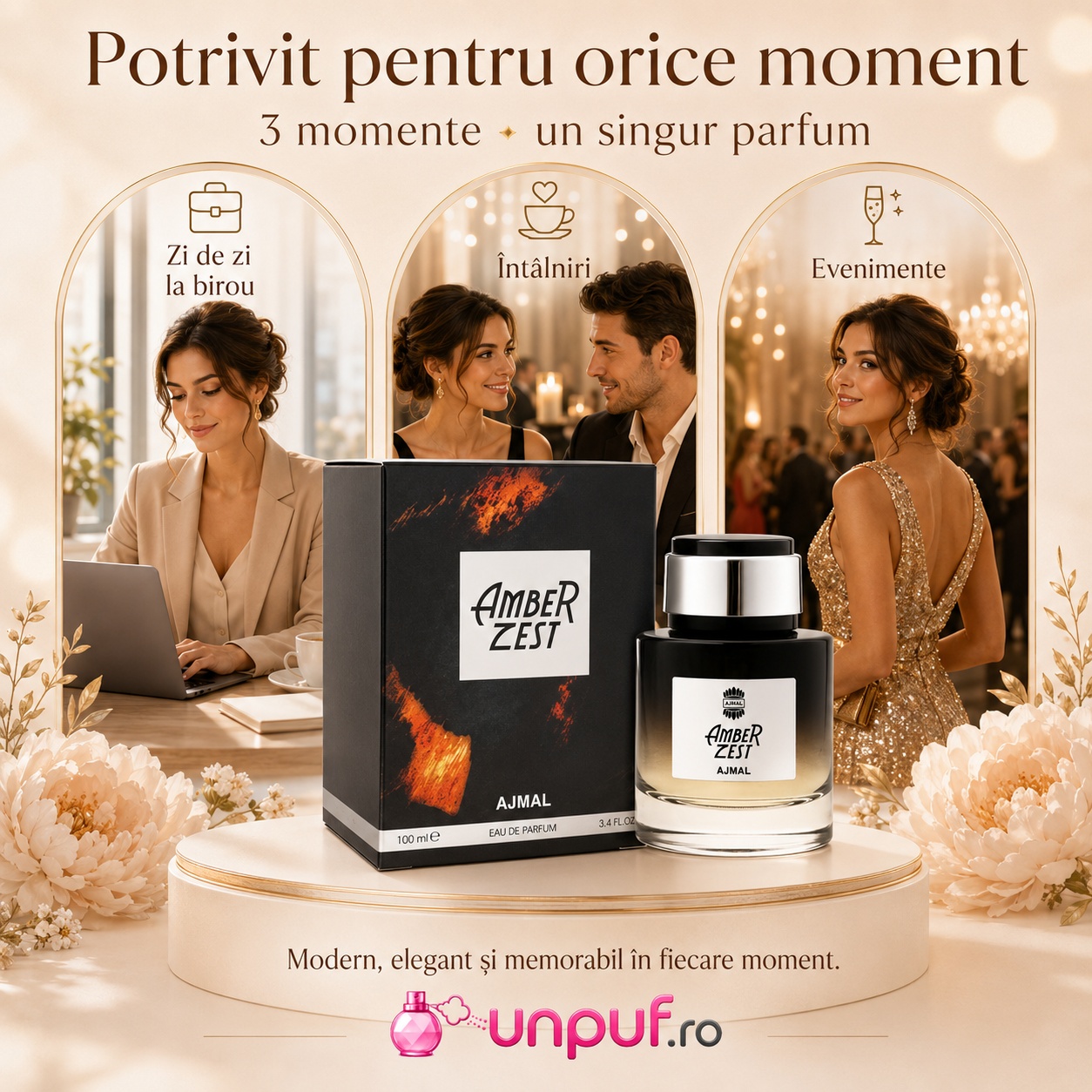 Ajmal Amber Zest potrivit pentru zi de zi, birou, &icirc;nt&acirc;lniri și evenimente speciale