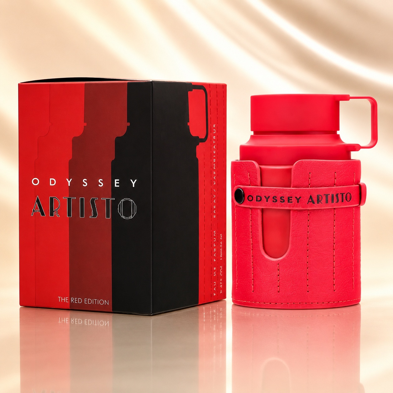 Parfum Arăbesc Armaf Odyssey Artisto 100 ml The Red Edition cu flacon roșu și cutie premium roșu-neagră