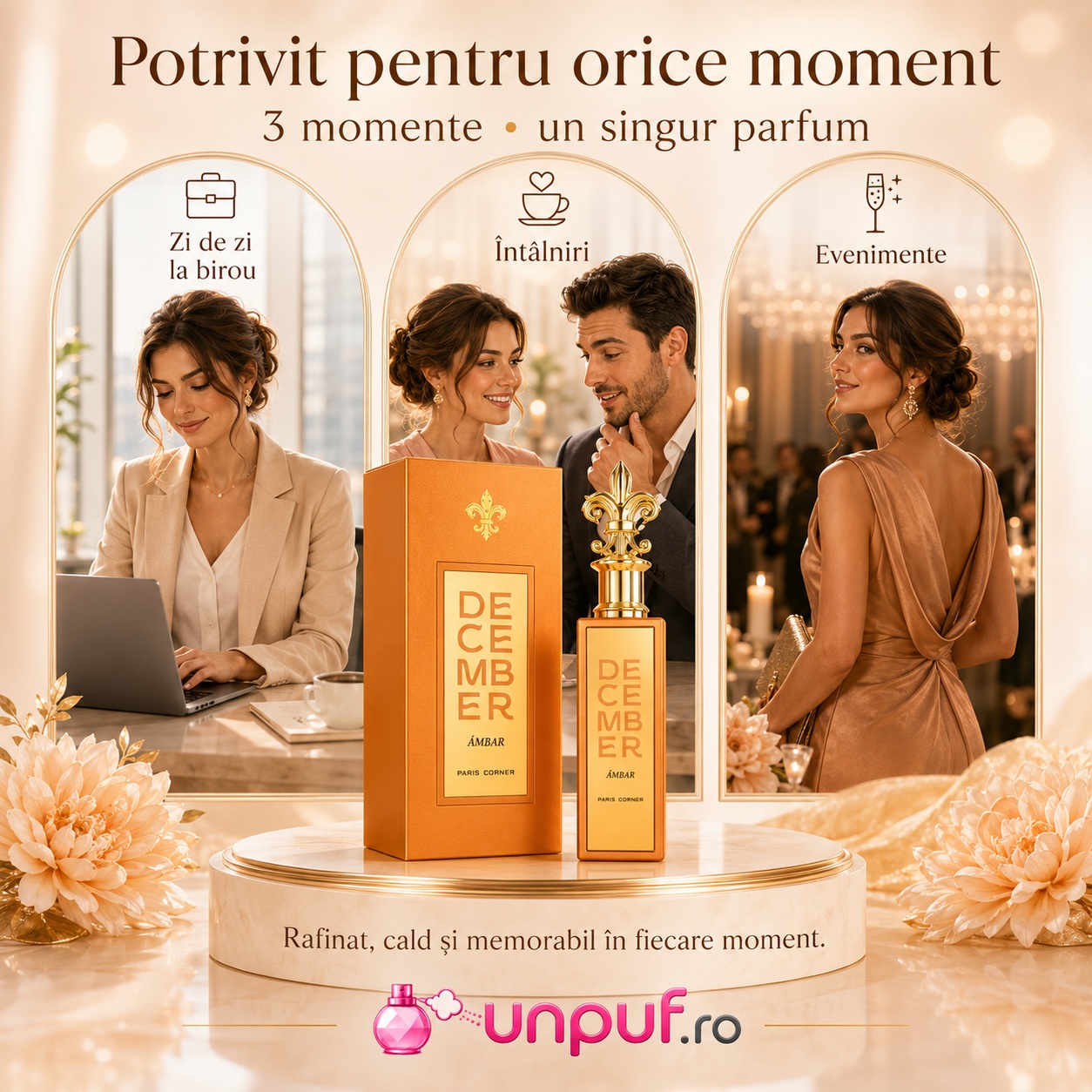 December Ambar Paris Corner potrivit pentru zi de zi la birou, &icirc;nt&acirc;lniri și evenimente