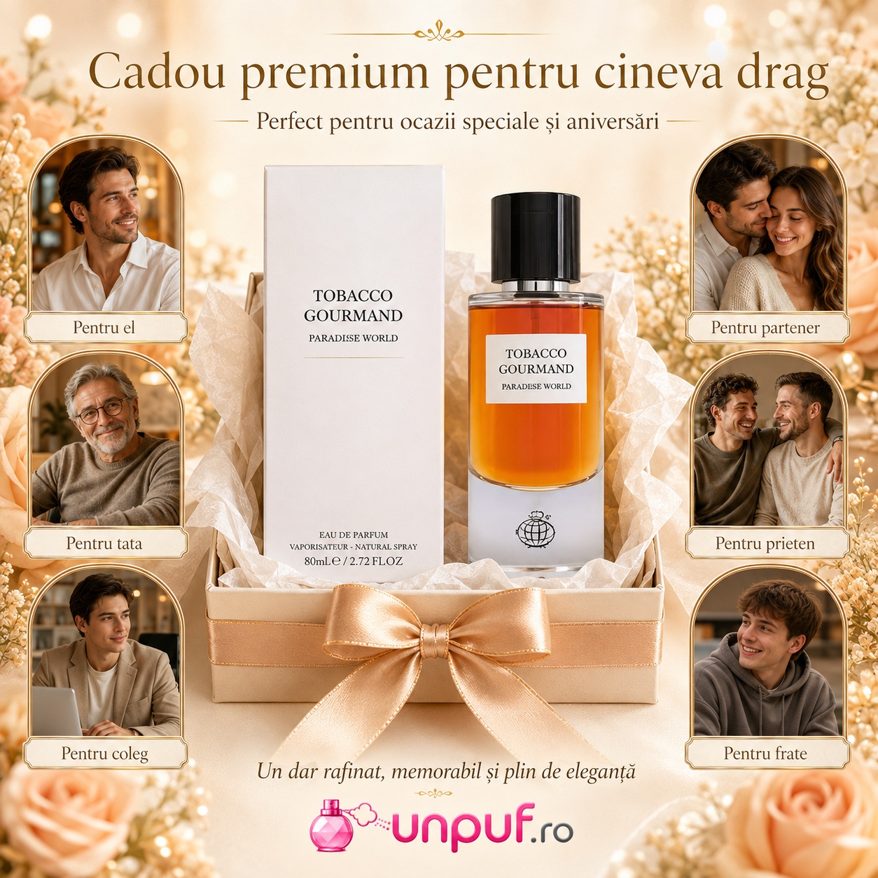 Fragrance World Tobacco Gourmand cadou premium pentru el, partener, prieten, tată, coleg sau frate