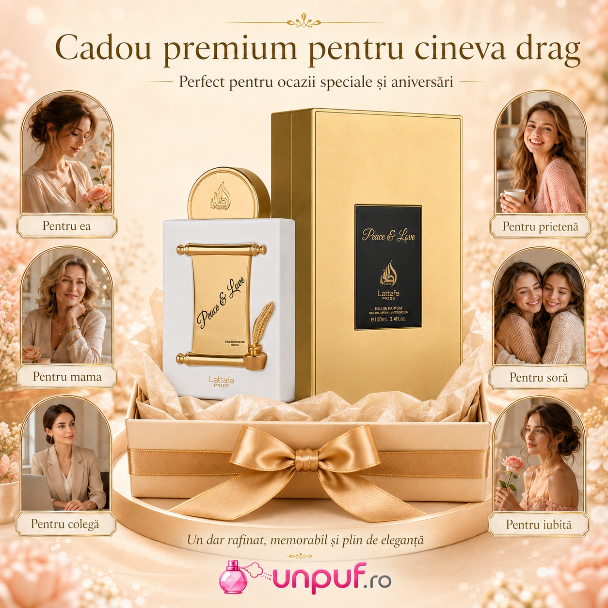 Lattafa Pride Peace & Love cadou premium pentru femei, mamă, soră, iubită, colegă sau prietenă