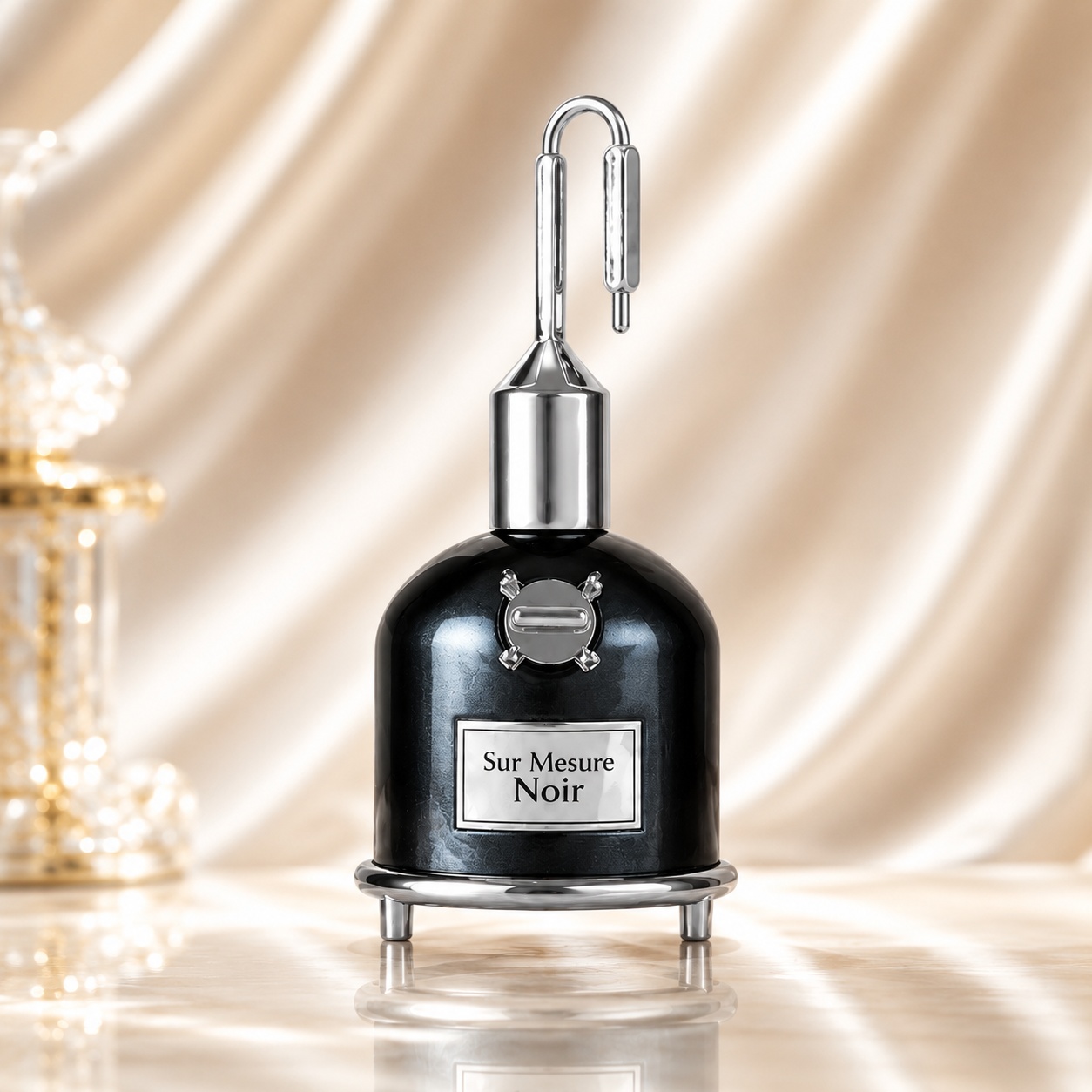Flacon Lattafa Pride Sur Mesure Noir 100 ml parfum damă negru lucios cu capac argintiu modern