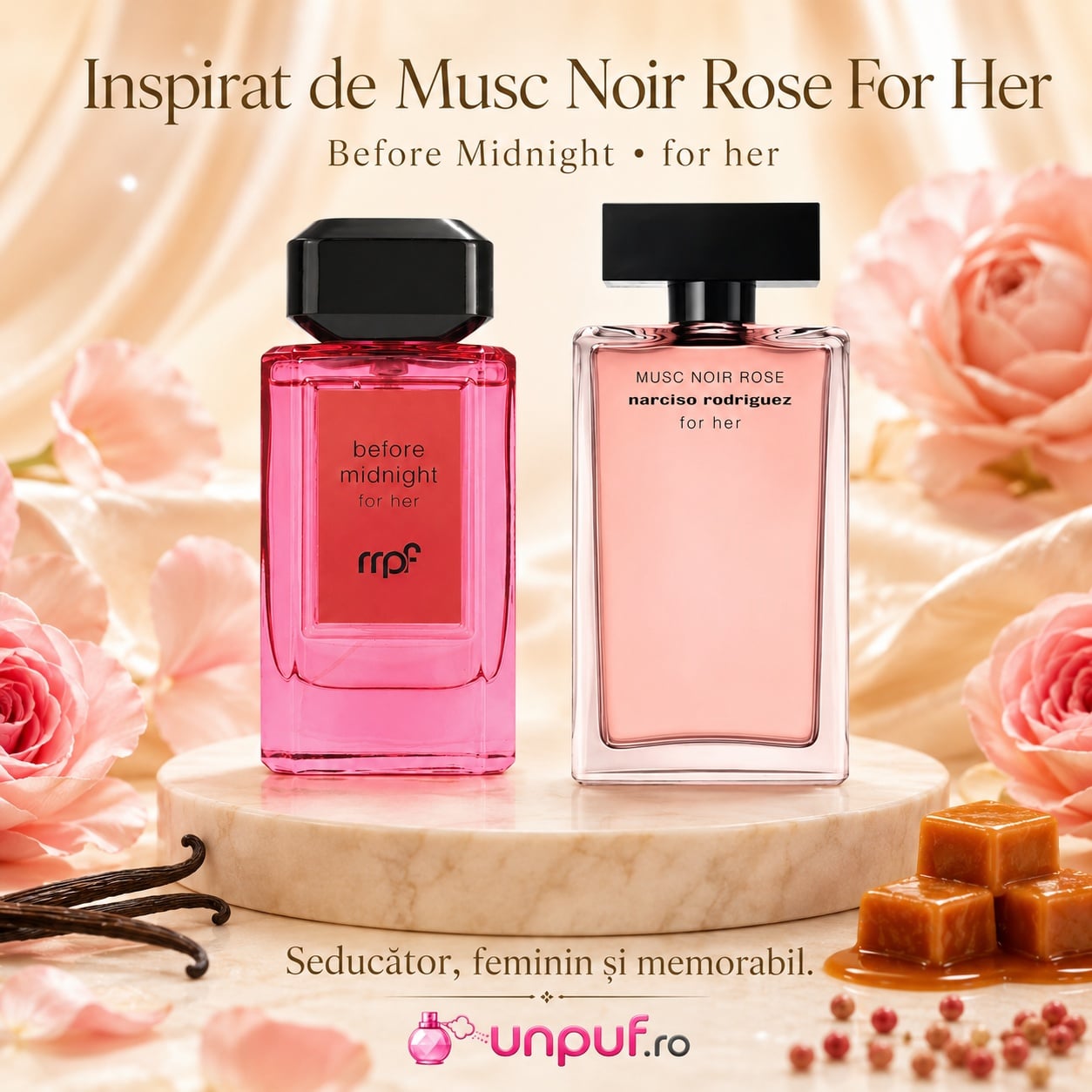 My Perfumes Before Midnight For Her inspirat de Musc Noir Rose For Her, parfum seducător, feminin și memorabil