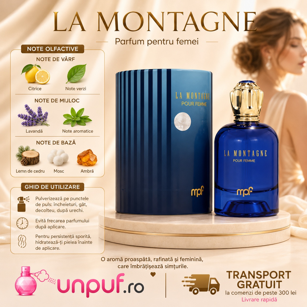 My Perfumes La Montagne ghid de utilizare cu note de citrice, note verzi, lavandă, cedru, mosc și ambră