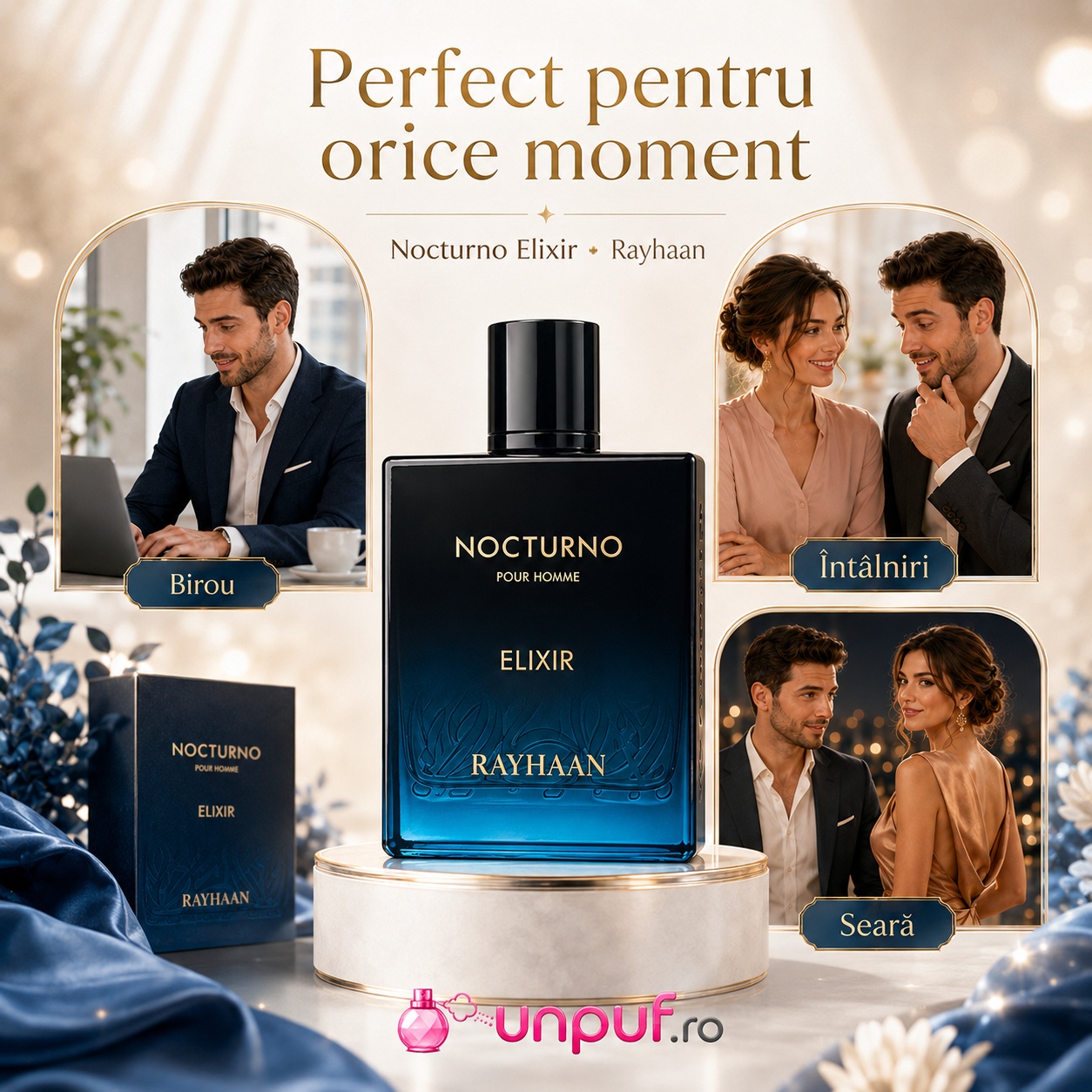 Parfum Nocturno Elixir Rayhaan perfect pentru birou, &icirc;nt&acirc;lniri și seară