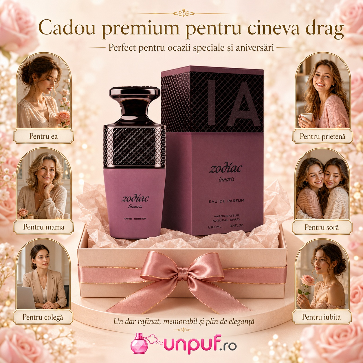 Zodiac Lunaris Paris Corner cadou premium pentru mamă soră prietenă colegă iubită sau cineva drag