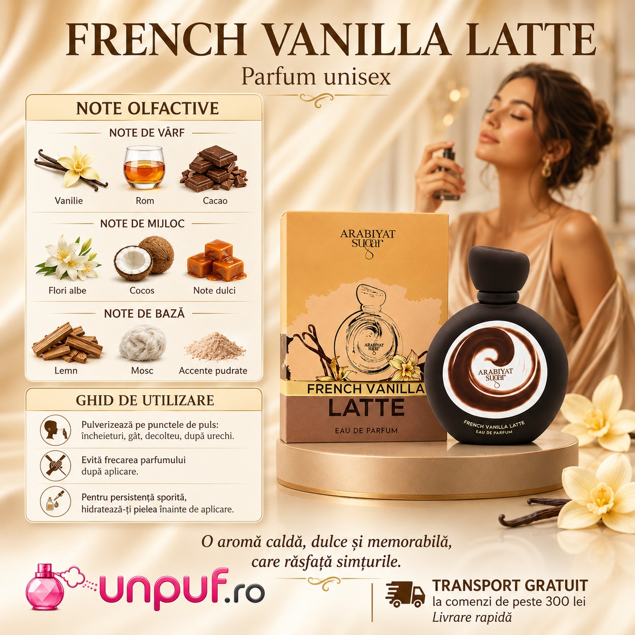 Arabiyat Sugar French Vanilla Latte parfum dulce, cremos și elegant pentru cadou