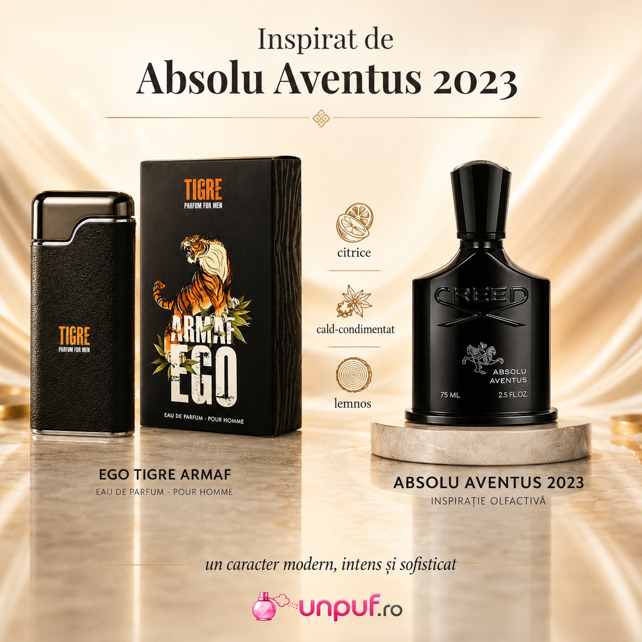 Armaf Ego Tigre inspirat de Absolu Aventus 2023, parfum modern intens și sofisticat