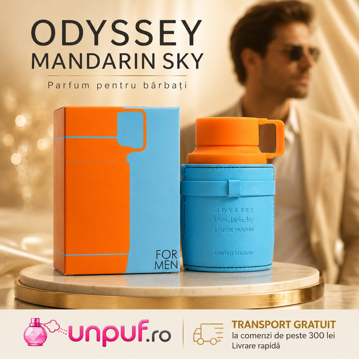 Armaf Odyssey Mandarin Sky parfum pentru bărbați cu prezentare premium și transport gratuit la comenzi eligibile