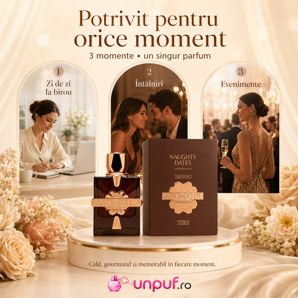 Parfum Aromatix Naughty Dates potrivit pentru zi de zi la birou, &icirc;nt&acirc;lniri și evenimente