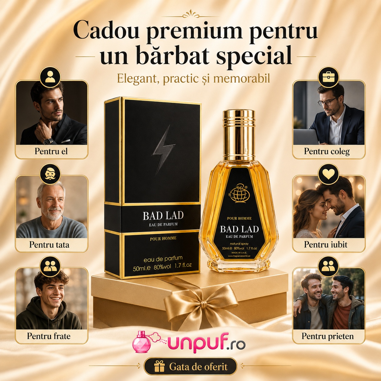 Bad Lad Eau de Parfum cadou premium pentru un bărbat special, pentru el, tată, frate, coleg, iubit sau prieten