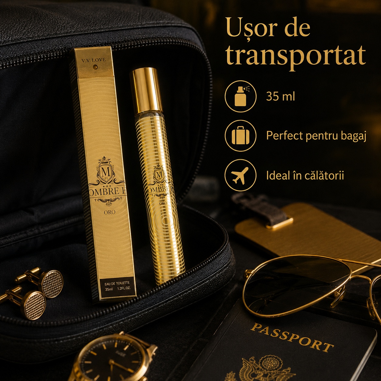 Parfum Hombre de Oro 35 ml ușor de transportat perfect pentru bagaj și călătorii