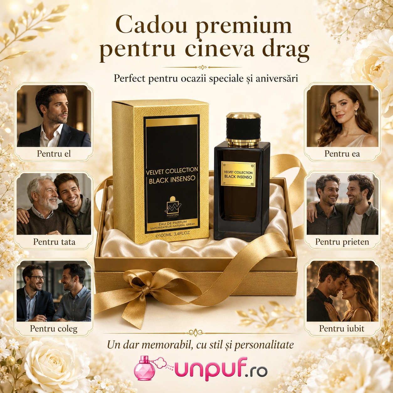 Cadou premium Emper Velvet Collection Black Insenso pentru el, pentru ea, tată, partener, prieten sau coleg