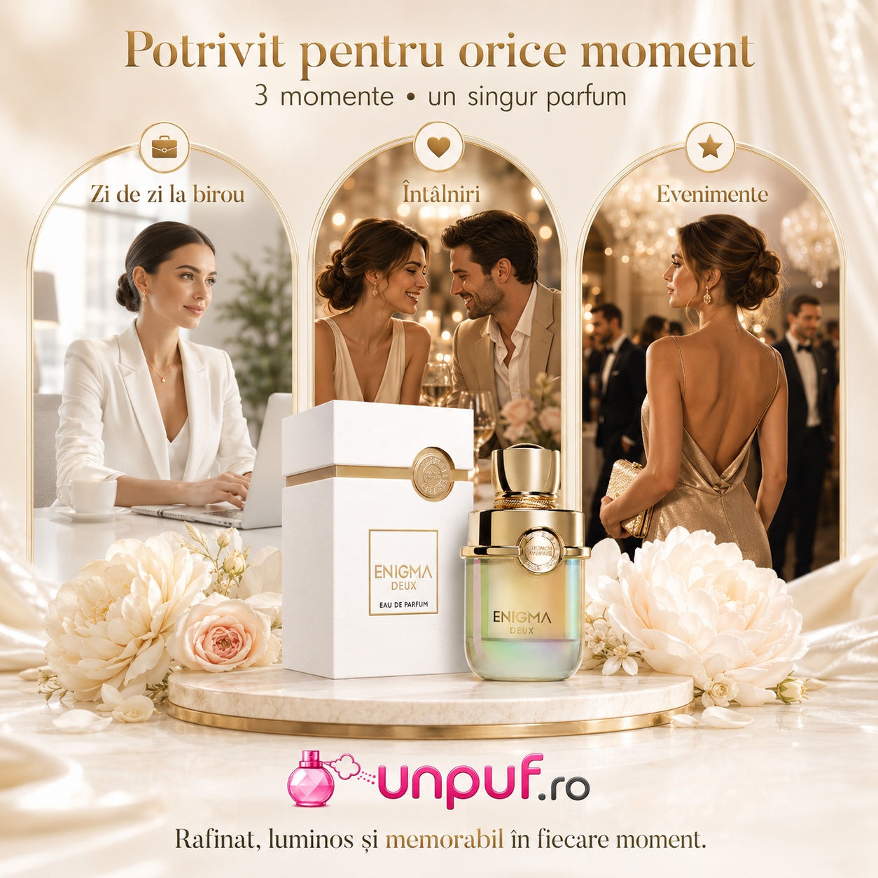 Parfum Enigma Deux French Avenue potrivit pentru zi de zi la birou, &icirc;nt&acirc;lniri și evenimente elegante