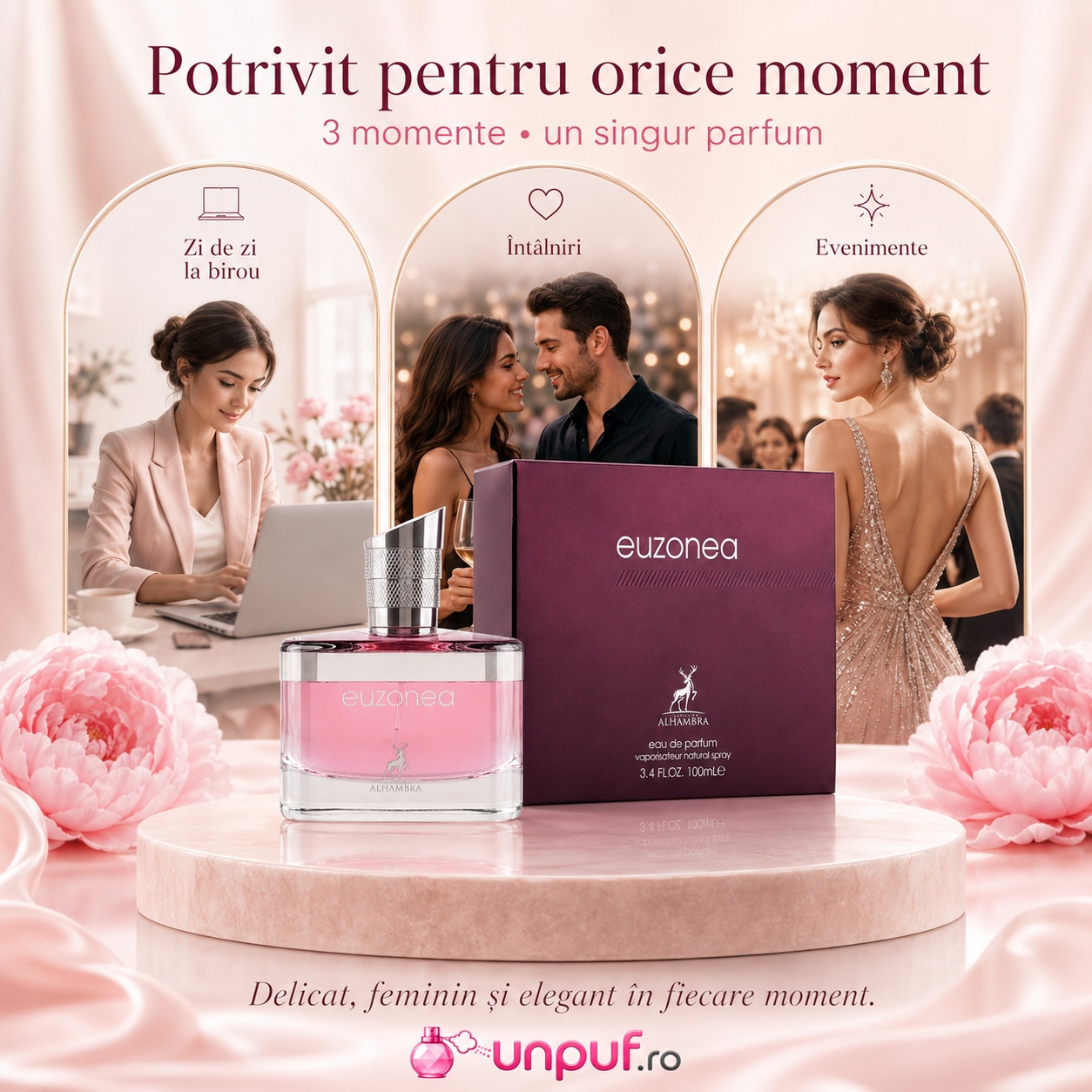 Parfum Euzonea Maison Alhambra potrivit pentru zi de zi la birou, &icirc;nt&acirc;lniri și evenimente