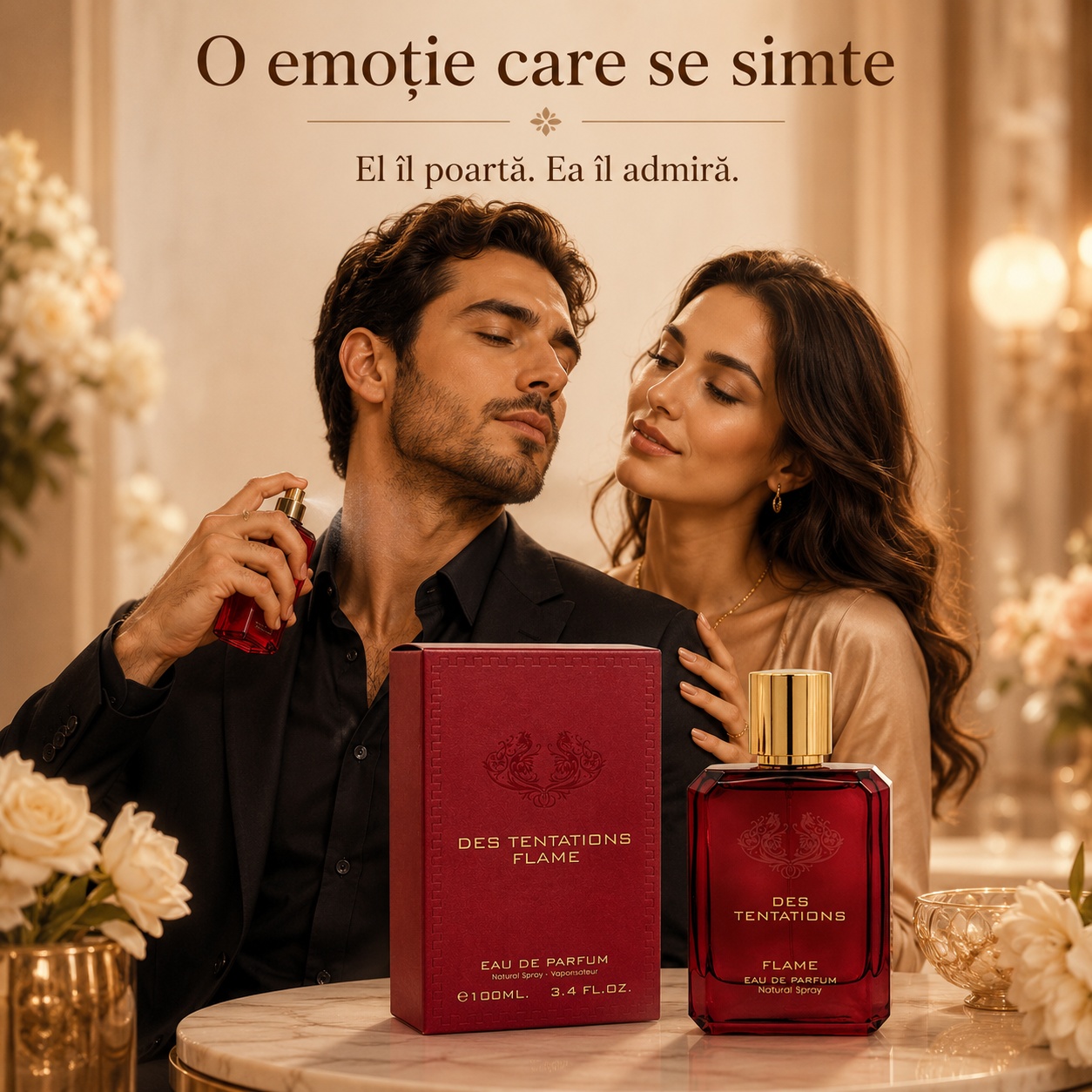Des Tentations Flame Fragrance World parfum bărbătesc seducător purtat la &icirc;nt&acirc;lniri și momente speciale
