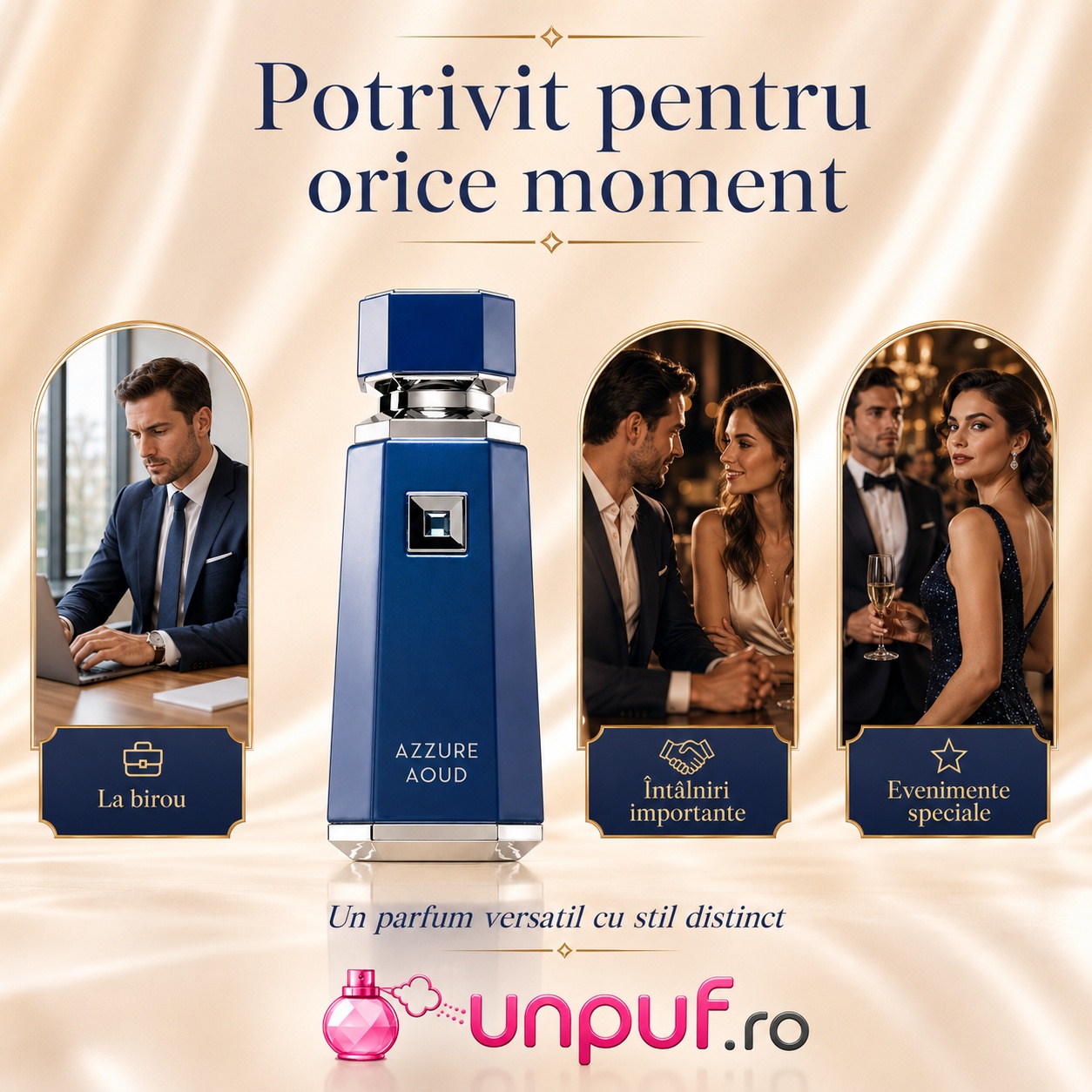 Parfum Azzure Aoud French Avenue potrivit pentru birou, &icirc;nt&acirc;lniri importante și evenimente speciale