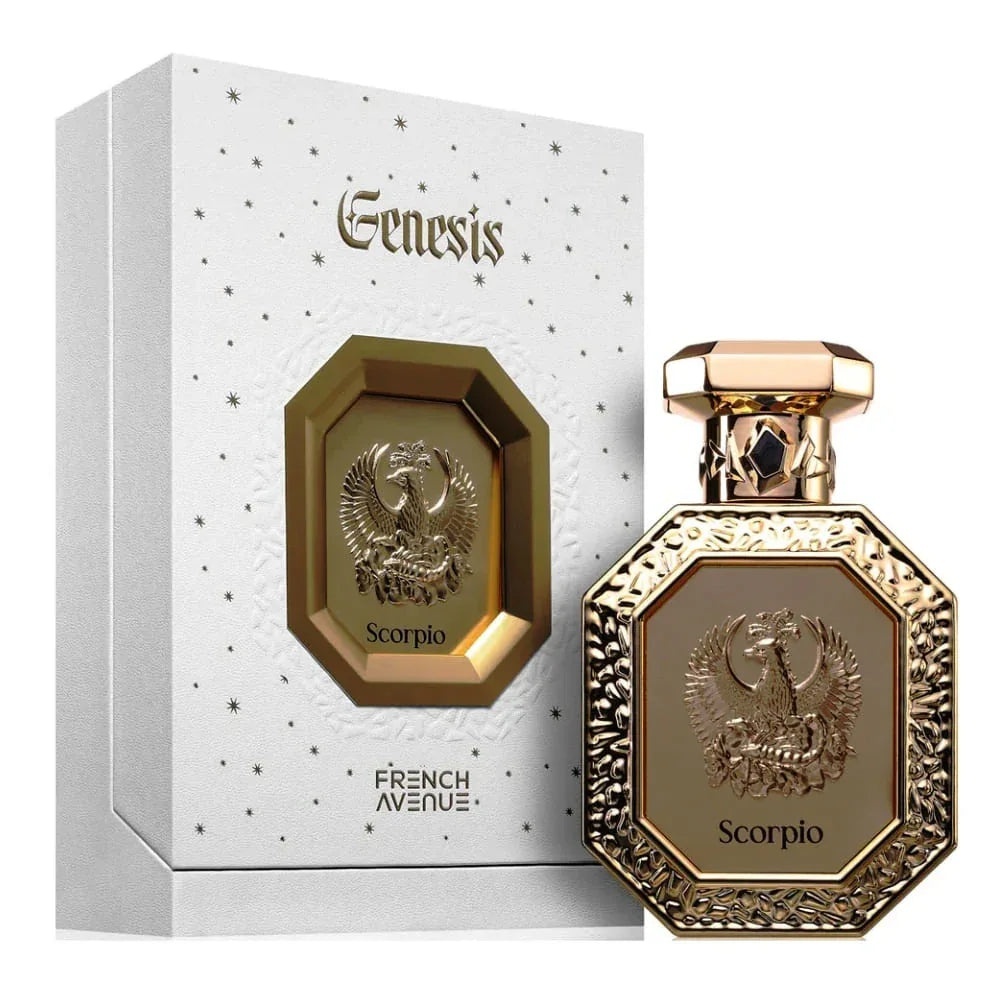 Produs real Genesis Scorpio French Avenue 90 ml cu sticlă aurie și cutie originală