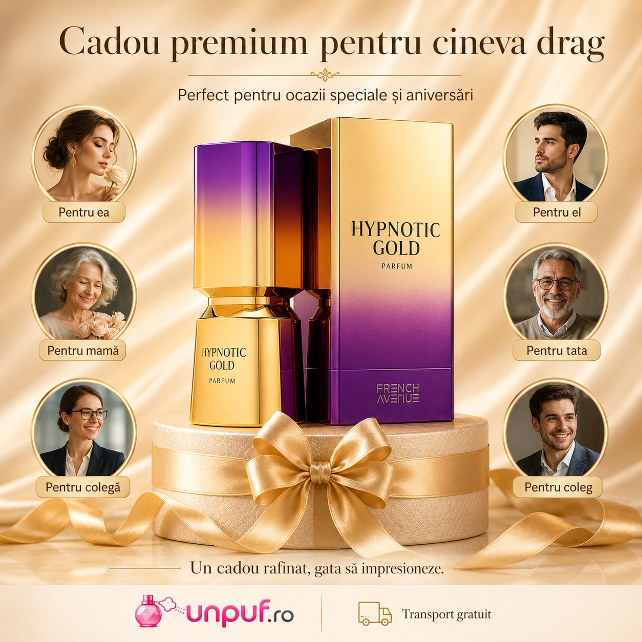 Cadou premium Hypnotic Gold French Avenue pentru ea, pentru el, mamă, tată, colegă sau coleg