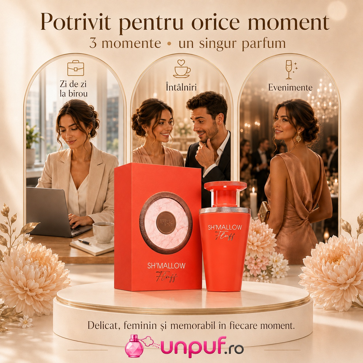 Shmallow Fluff French Avenue potrivit pentru zi de zi birou &icirc;nt&acirc;lniri și evenimente parfum dulce feminin