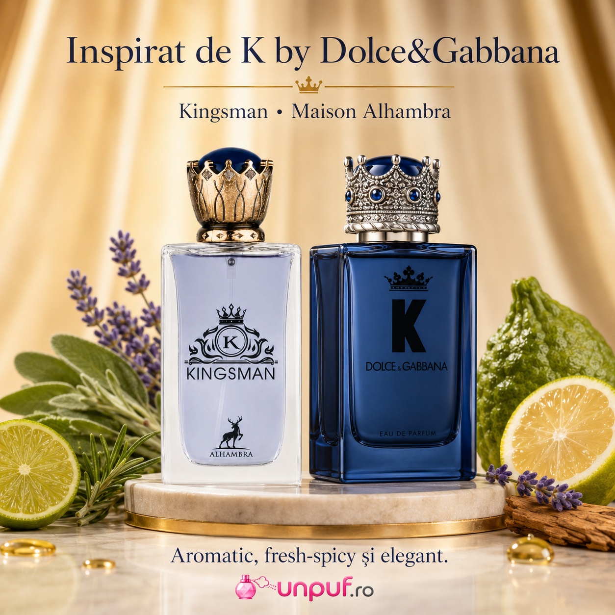 Kingsman Maison Alhambra inspirat de K Dolce Gabbana aromatic fresh spicy și elegant
