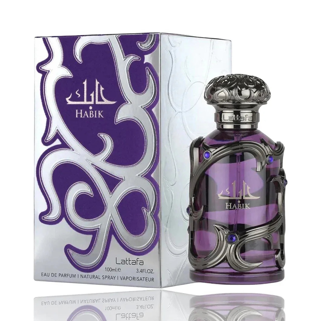 Parfum Lattafa Habik For Men 100 ml apă de parfum pentru bărbat cu flacon original violet și cutie Lattafa