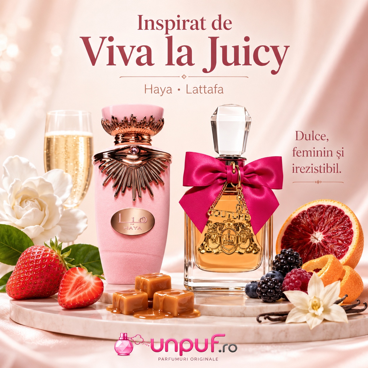 Lattafa Haya parfum inspirat din Viva la Juicy cu aromă dulce feminină și irezistibilă