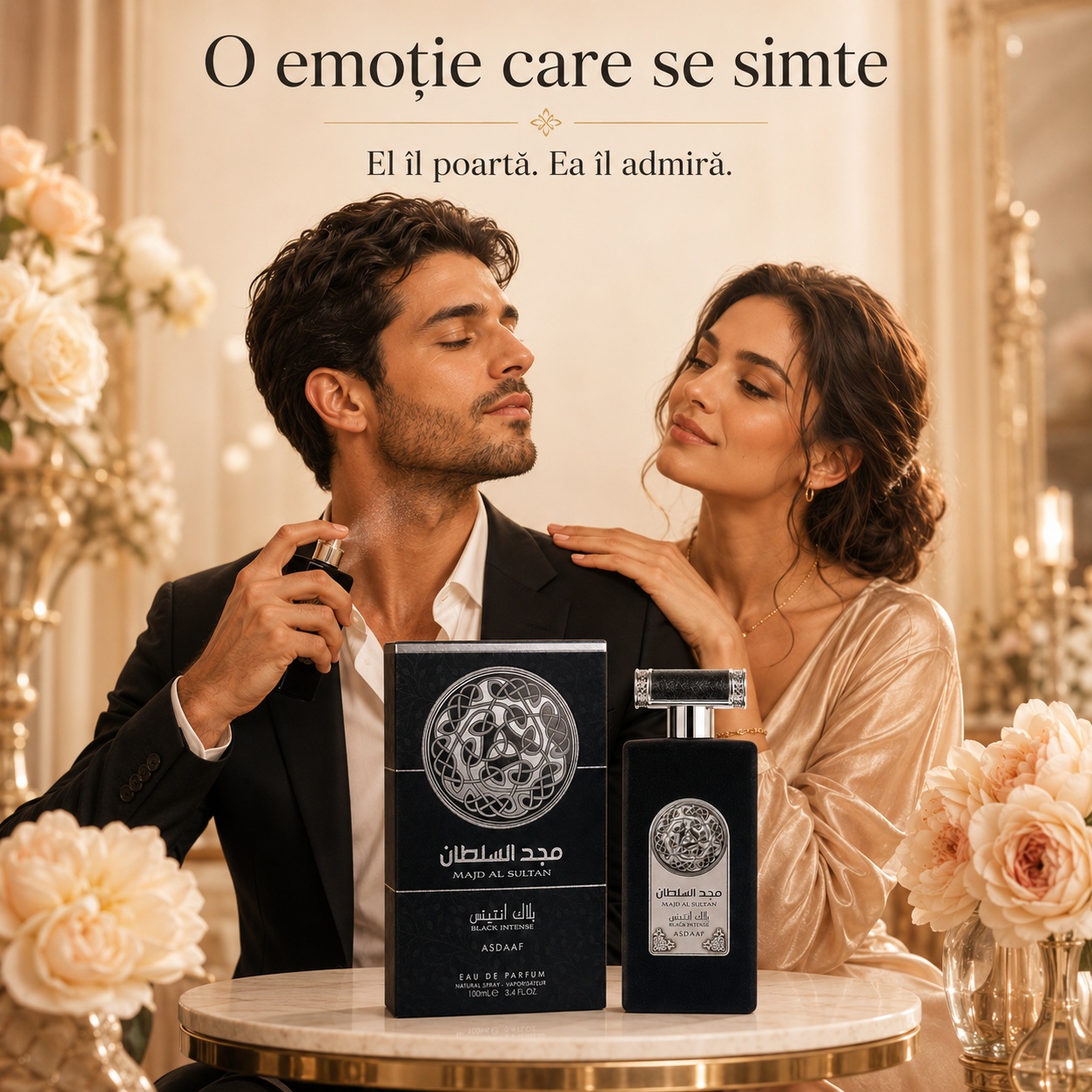 Lattafa Majd Al Sultan Black parfum bărbătesc elegant o emoție care se simte el îl poartă ea îl admiră