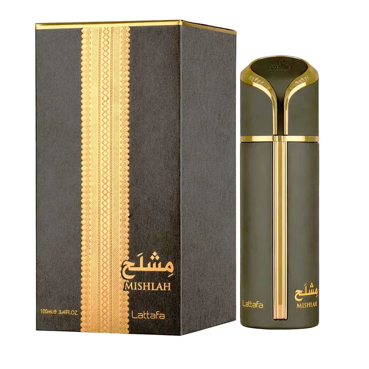 Parfum Lattafa Mishlah 100 ml apă de parfum unisex cu flacon original verde auriu și cutie Lattafa
