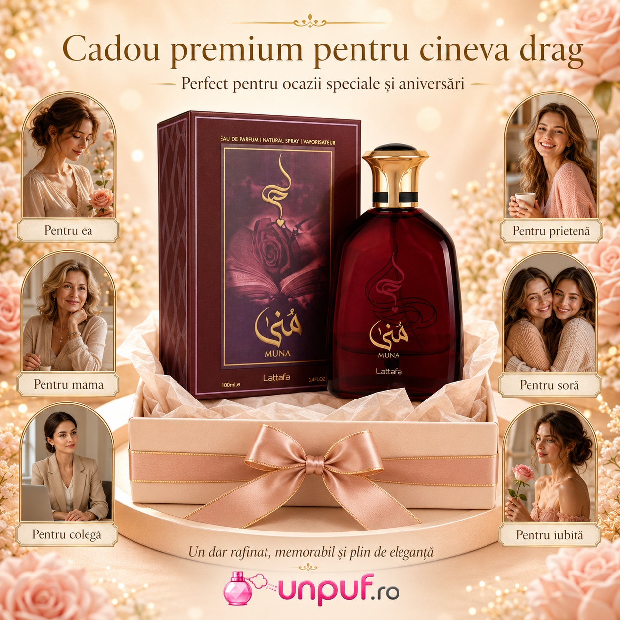 Lattafa Muna cadou premium pentru ea pentru mamă pentru soră pentru colegă pentru prietenă sau iubită