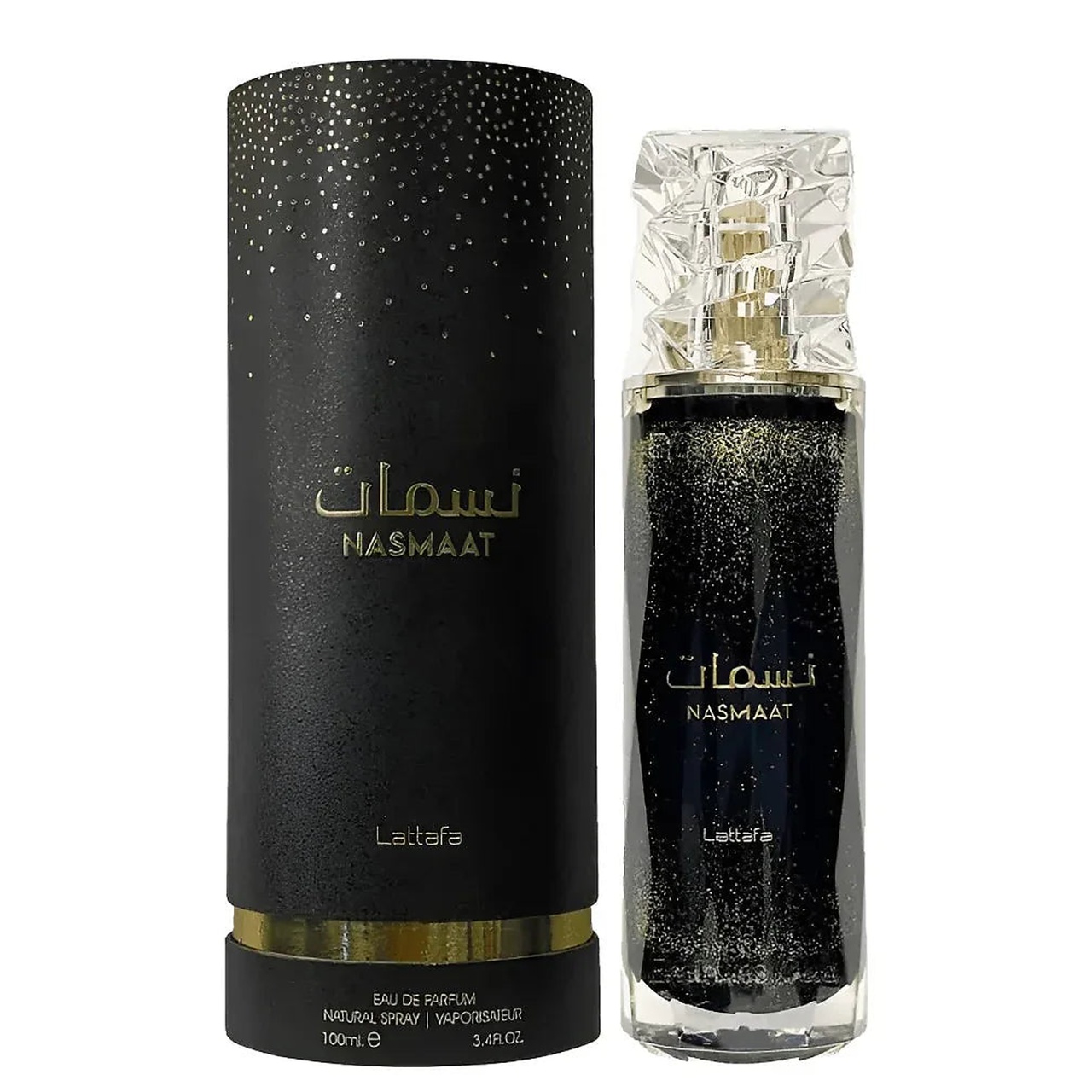 Parfum Lattafa Nasmaat 100 ml apă de parfum unisex cu flacon original negru auriu și cutie Lattafa