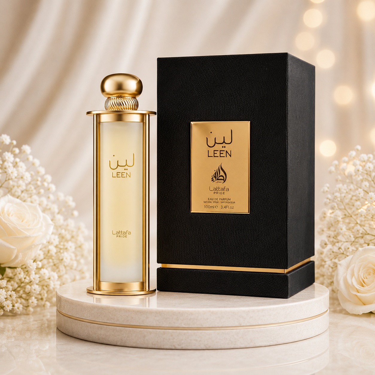 Parfum Arăbesc Lattafa Pride Leen 100 ml unisex cu flacon auriu elegant și cutie neagră premium Lattafa Pride